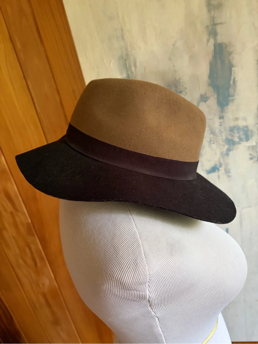 Ecote Urban Outfitters Two-Tone Wool Fedora Hat in Brown and Black. Fall.